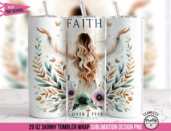 Faith Over Fear Christian Tumbler Wrap