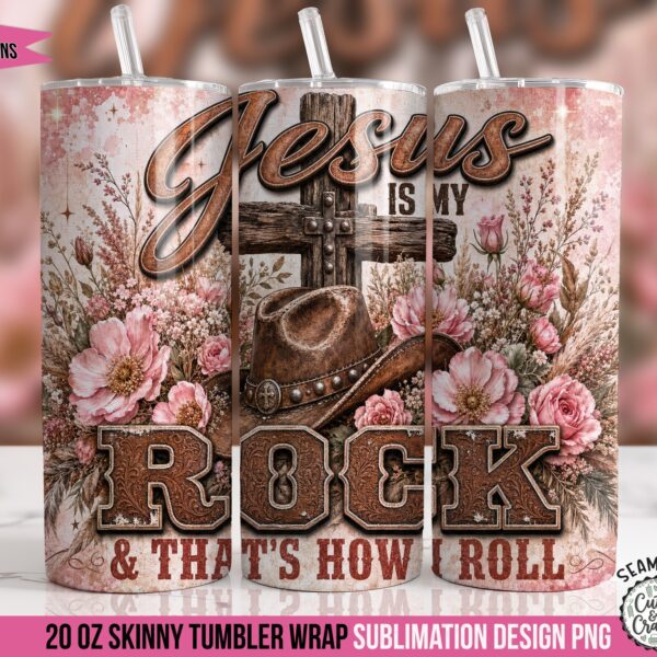 Jesus Tumbler Wrap PNG: Western 20 oz