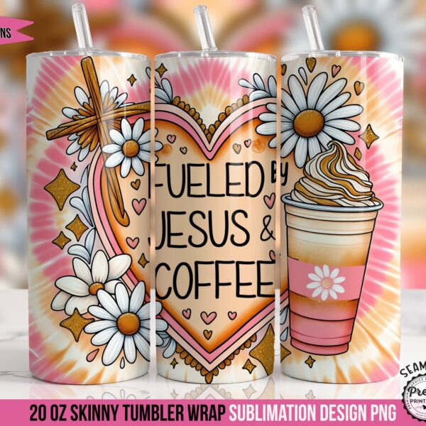 Jesus & Coffee Tie Dye Christian Tumbler Wrap