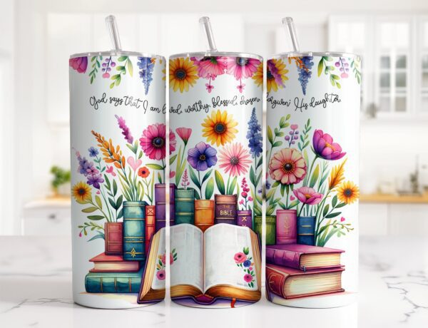 Christian Affirmation Tumbler Wrap: 20 oz Skinny Seamless Sublimation Design