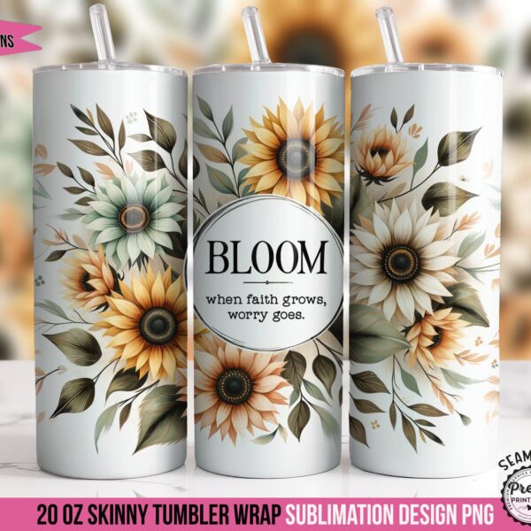 Christian Tumbler Wrap: Faith Sublimation Design