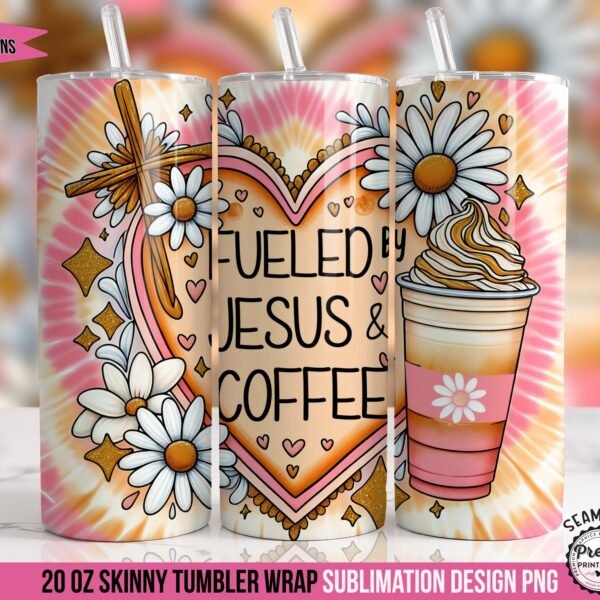 Jesus & Coffee Tie Dye Christian Tumbler Wrap