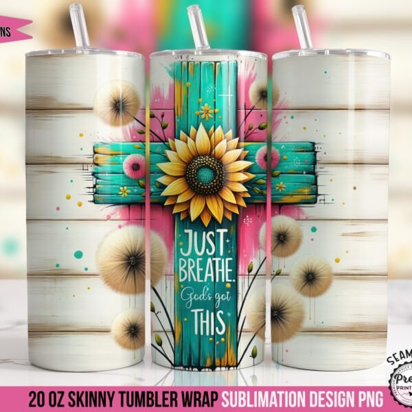 Rustic Faith Tumbler Wrap: Just Breathe God's Got This