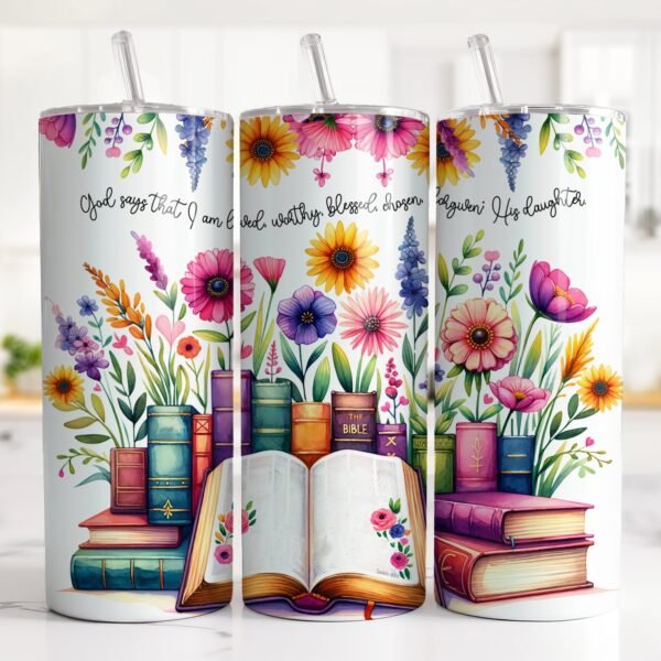 Christian Affirmation Tumbler Wrap: 20 oz Skinny Seamless Sublimation Design
