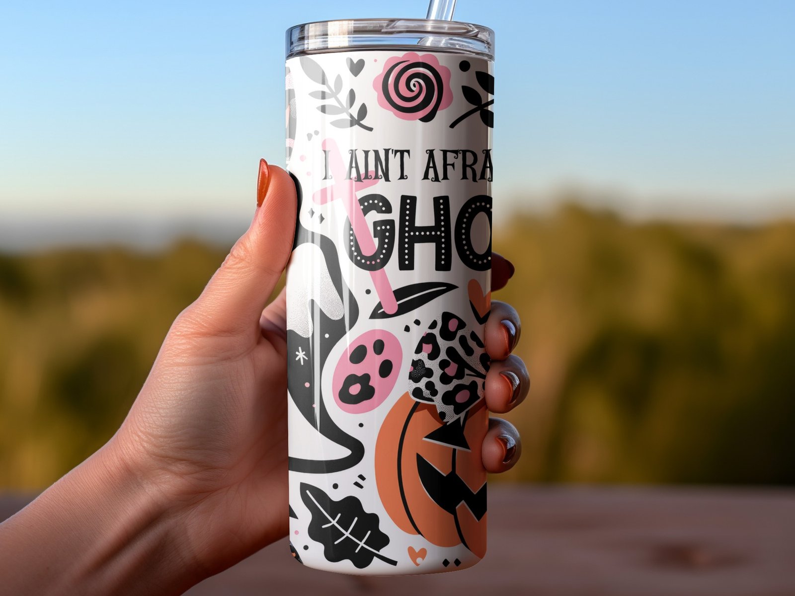 I Aint Afraid of No Ghost Tumbler Wrap - Image 3